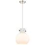 Newton Sphere 10" Wide Cord Hung Polished Nickel Pendant With White Sh