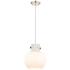 Newton Sphere 10" Wide Cord Hung Polished Nickel Pendant With White Sh