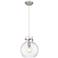 Newton Sphere 10" Wide Cord Hung Satin Nickel Pendant With Clear Shade