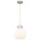Newton Sphere 10" Wide Cord Hung Satin Nickel Pendant With White Shade