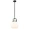Newton Sphere 10" Wide Stem Hung Matte Black Pendant With White Shade