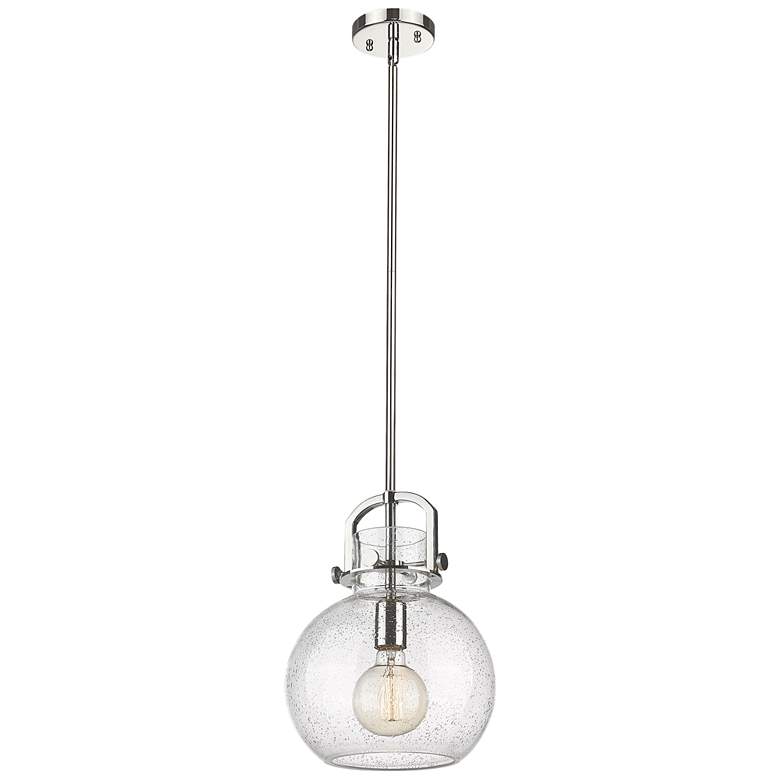Image 1 Newton Sphere 10" Wide Stem Hung Polished Nickel Pendant With Seedy Sh