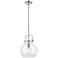 Newton Sphere 10" Wide Stem Hung Satin Nickel Pendant With Clear Shade