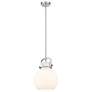 Newton Sphere 10" Wide Stem Hung Satin Nickel Pendant With White Shade