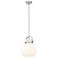 Newton Sphere 10" Wide Stem Hung Satin Nickel Pendant With White Shade
