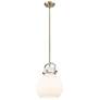 Newton Sphere 10"W Brushed Brass Stem Hung Pendant With Matte White Sh