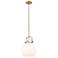 Newton Sphere 10"W Brushed Brass Stem Hung Pendant With Matte White Sh
