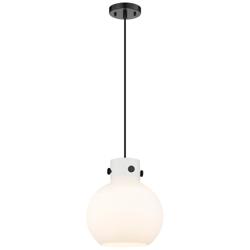 Newton Sphere 10"W Matte Black Mini Pendant w/ White Glass