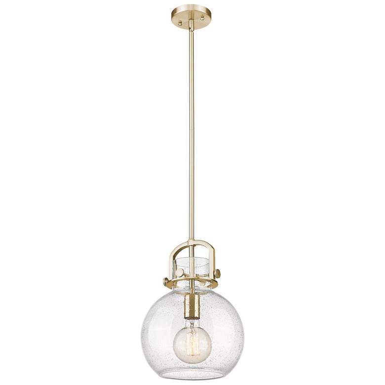 Image 1 Newton Sphere 10"W Champagne Stem Arched Mini Pendant With Seedy Shade