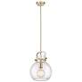 1_Newton Sphere 10"W Champagne Stem Arched Mini Pendant With Seedy Shade