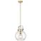 Newton Sphere 10"W Champagne Stem Arched Mini Pendant With Seedy Shade