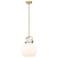 Newton Sphere 10"W Champagne Stem Arched Mini Pendant With White Shade