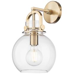 Newton Sphere 14"H Champagne Bronze Arched Wall Sconce With Clear Shade