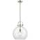 Newton Sphere 14" Brushed Nickel LED Stem Hung Pendant With Clear Shad