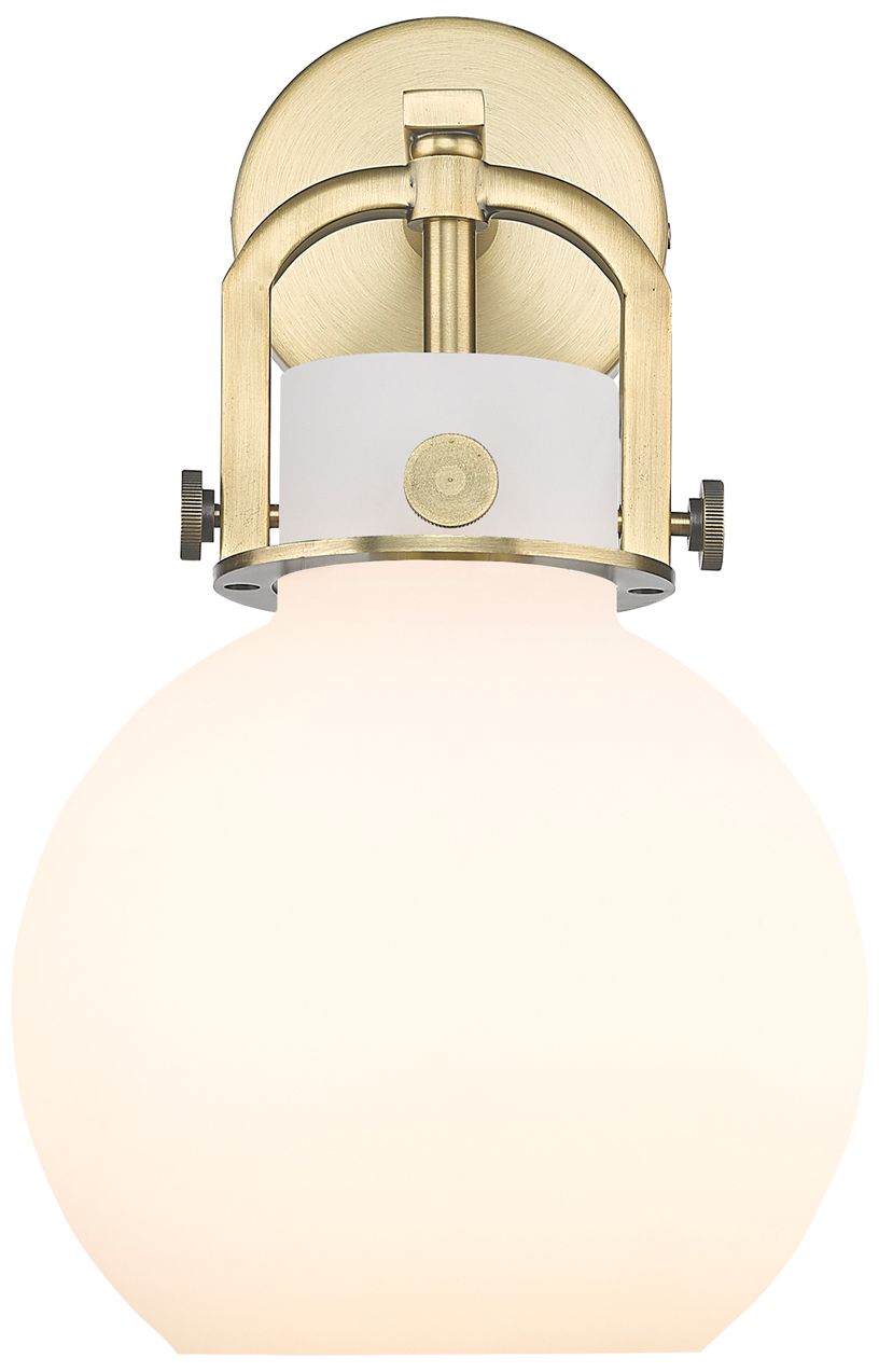 Image 2 Newton Sphere 14" High Brushed Brass Sconce With Matte White Glass Sha more views