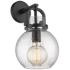 Newton Sphere 14" High Matte Black Sconce With Seedy Shade
