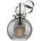 Newton Sphere 14" High Polished Nickel Sconce With Smoke Shade