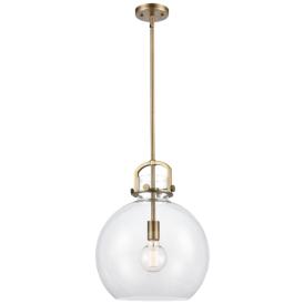 Newton Sphere 14" Wide Brushed Brass Clear LED Pendant Light Newton Sphere 14" Wide Brushed Brass Clear LED Pendant Light