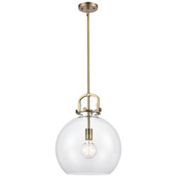 Newton Sphere 14" Wide Brushed Brass Pendant Light