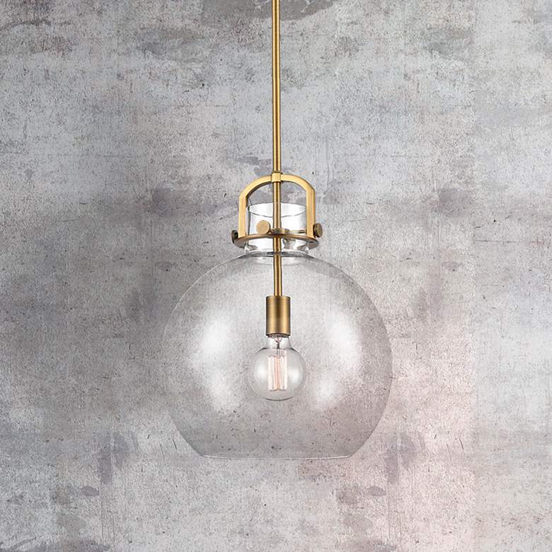 Image 1 Newton Sphere 14" Wide Brushed Brass Pendant Light