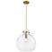 Newton Sphere 14" Wide Cord Hung Brushed Brass Pendant With Clear Shad