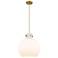Newton Sphere 14" Wide Cord Hung Brushed Brass Pendant With White Shad