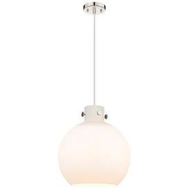 Image1 of Newton Sphere 14" Wide Cord Hung Polished Nickel Pendant With White Sh