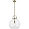 Newton Sphere 14" Wide Stem Hung Brushed Brass Pendant With Clear Shad