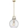 Newton Sphere 14" Wide Stem Hung Brushed Brass Pendant With Seedy Shad