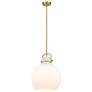 Newton Sphere 14" Wide Stem Hung Brushed Brass Pendant With White Shad
