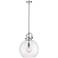 Newton Sphere 14" Wide Stem Hung Polished Nickel Pendant With Clear Sh
