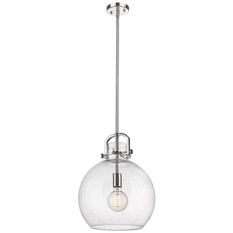 Image 1 Newton Sphere 14" Wide Stem Hung Polished Nickel Pendant With Seedy Sh
