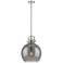 Newton Sphere 14" Wide Stem Hung Polished Nickel Pendant With Smoke Sh