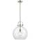 Newton Sphere 14" Wide Stem Hung Satin Nickel Pendant With Clear Shade