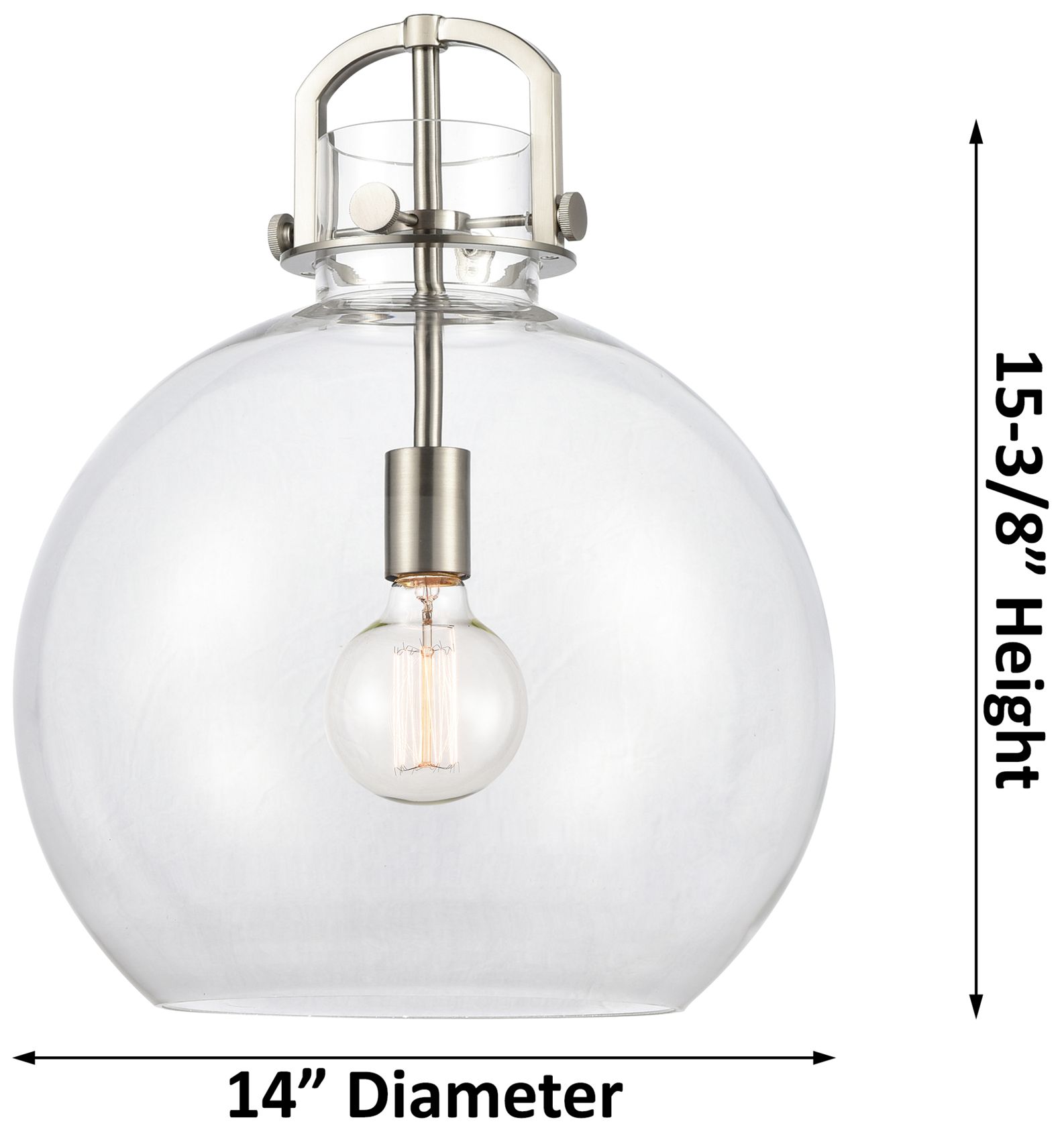 Image 4 Newton Sphere 14" Wide Stem Hung Satin Nickel Pendant With Clear Shade more views