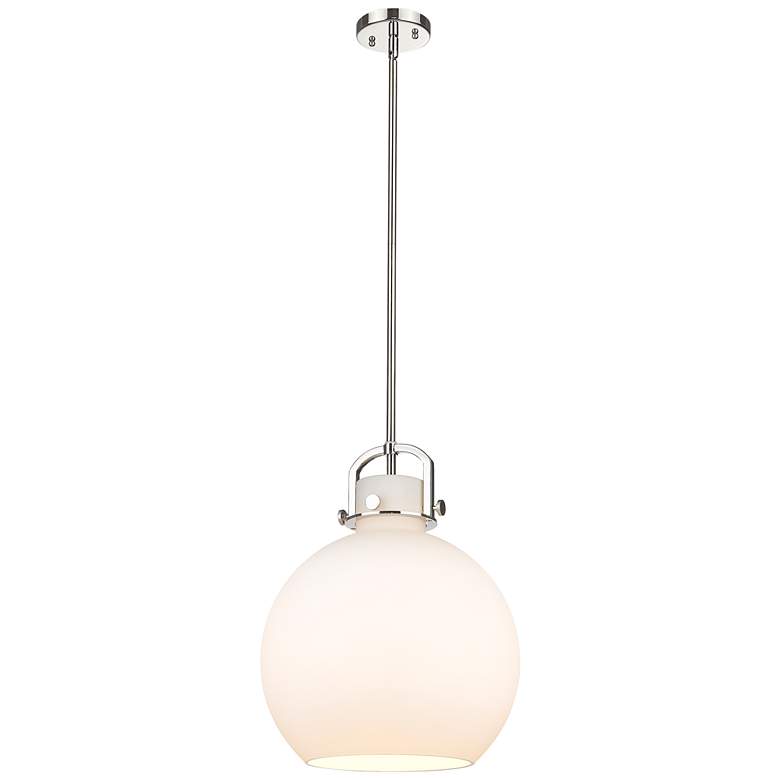 Image 1 Newton Sphere 14"W Polished Nickel and White Pendant Light
