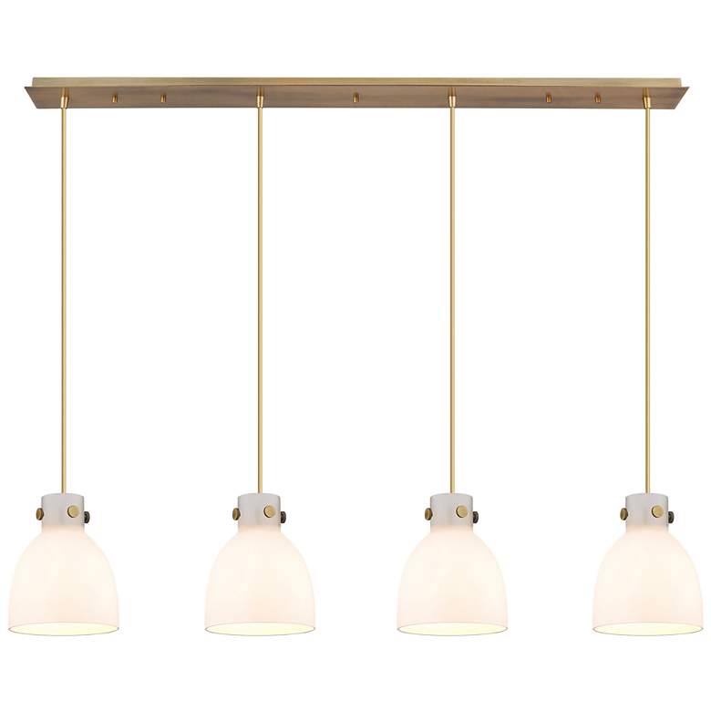 Image 1 Newton Sphere 15.5"W 3 Light Brushed Nickel Multi Pendant w/ White Sha