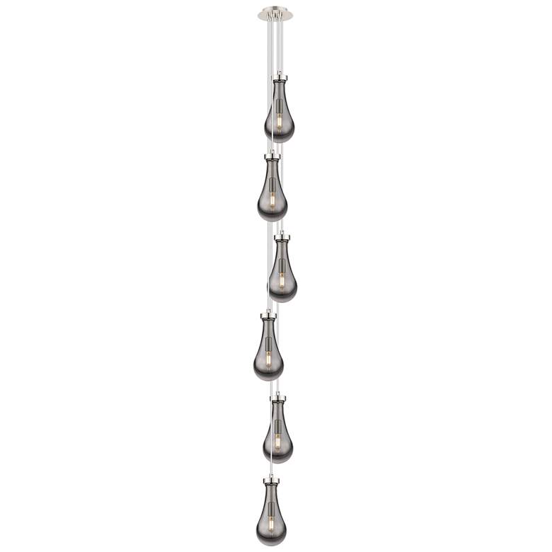 Image 1 Newton Sphere 15.5"W 3 Light Polished Nickel Multi Pendant w/ Smoke Sh