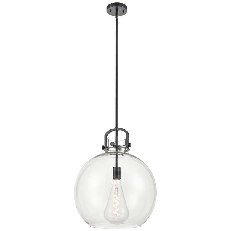 Image 1 Newton Sphere 16" Matte Black Stem Hung Pendant