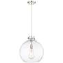 Newton Sphere 16" Wide Cord Hung Polished Nickel Pendant With Clear Sh