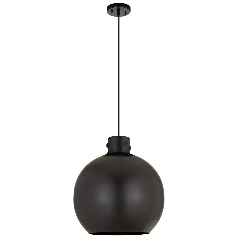 Image 1 Newton Sphere 16" Wide Matte Black Cord Hung Pendant With Matte Black
