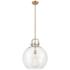 Newton Sphere 16" Wide Stem Hung Brushed Brass Pendant With Clear Shad