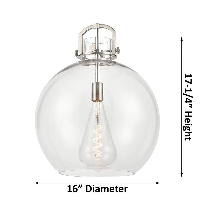 Image 3 Newton Sphere 16" Wide Stem Hung Brushed Brass Pendant With Clear Shad more views