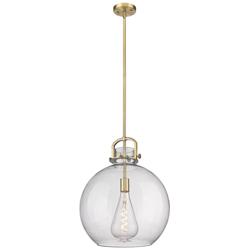 Newton Sphere 16" Wide Stem Hung Brushed Brass Pendant With Seedy Shad