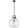 Newton Sphere 16" Wide Stem Hung Matte Black Pendant With Seedy Shade