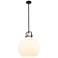 Newton Sphere 16" Wide Stem Hung Matte Black Pendant With White Shade