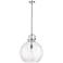 Newton Sphere 16" Wide Stem Hung Polished Nickel Pendant With Clear Sh