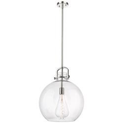 Newton Sphere 16" Wide Stem Hung Polished Nickel Pendant With Clear Sh