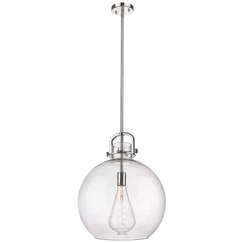 Image 1 Newton Sphere 16" Wide Stem Hung Polished Nickel Pendant With Seedy Sh