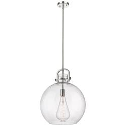 Newton Sphere 16" Wide Stem Hung Polished Nickel Pendant With Seedy Sh